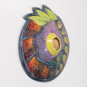 Coral and Leaves - Wall Disc by Sandy Miller 