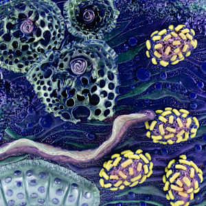 25000  Eel in the Coral - Polymer Clay Wall Art by Sandy Miller 