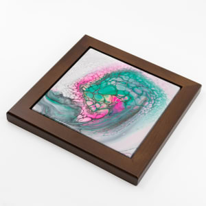Fluid Art 7-3/4" Brown Framed Tile by Sandy Miller 