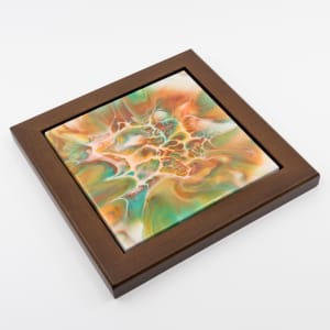 Fluid Art 7-3/4" Brown Framed Tile by Sandy Miller 