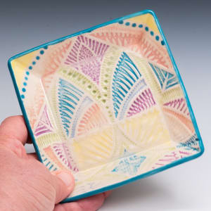 21034 - 4.7" Square Beveled Dish by Sandy Miller 
