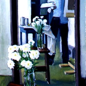 Interior with Mirror and Flowers by Richard GUNNING