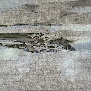 COMPASS  West VERSO by BarbaraHouston ArtStudio  Image: Detail, tree reflection, diluted gesso, positive + negative forms