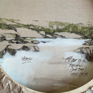 ‘Binoculars’ (Ode to C) VERSO, diptych by BarbaraHouston ArtStudio  Image: Reverse, first painting, pressing paint through the Belgian linen