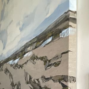 Ponds, Bonavista Peninsula by BarbaraHouston ArtStudio  Image: Wrapped details, seamed Belgian linen to cotton canvas with selvage edge as treeline