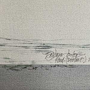 Pond. (Distant) by BarbaraHouston ArtStudio  Image: Reverse signature , seamed/stitched cotton canvas to linen canvas