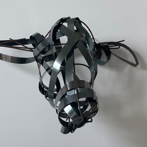 Kelp Sheep by BarbaraHouston ArtStudio  Image: head study, 2024, steel armature + upcycled steel strapping
