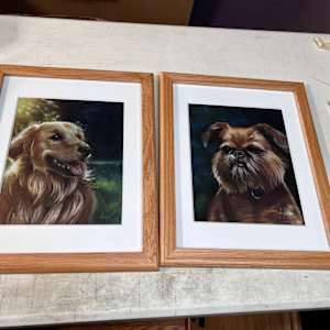 2 Dog Breed Portraits: Golden Retriever & Brussels Griffon by Hope Martin 