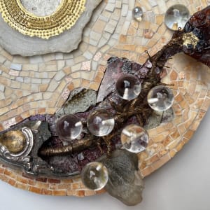 Decomposition / Recomposition by Carol Stirton-Broad  Image: The fish was made from a vintage glass grape bunch, the remains of a kiln meltdown, and incinerated metal and glass scraps from a New Jersey beach.