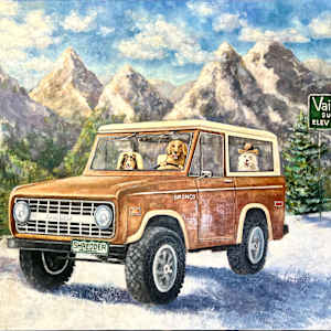 Commissioned Painting of a 1975 Bronco for Kamlyn Haynes for her Dad's 91st birthday by Wendy Marquis