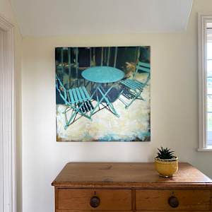 A table and two chairs by Camilla Dowse 