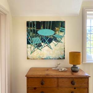 A table and two chairs by Camilla Dowse 