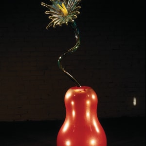 Gilded Coral Red Ikebana with Prism Frog Foot by Dale Chihuly