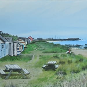 Hutties on East Beach by Lois Dubber