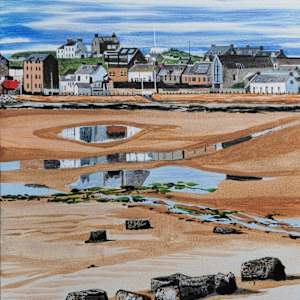 Acrylic On Canvas Low Tide at Burghead by Lois Dubber