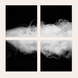 4 SQUARE HD FINE ART SMOKE PRINTS under acrylic glass by judith angerman  Image: 4 SQUARE SMOKE PLUMES,  PRINTS ON METAL