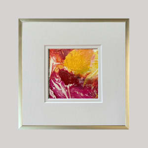 9-Mini Art 11, 2023, Acrylic on paper, 4 x 4 inches, dbl matted and framed to 8 x 8 inches by Juanita 