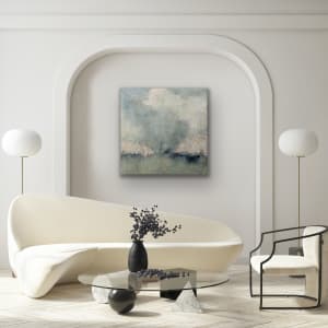 Neutral green, gray, white, uplifting, On a Spring Day, 2023, by Juanita 