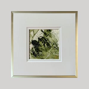 9-Mini Art 6, 2023, Acrylic on paper, 4 x 4 inches, dbl matted to 8 x 8 inches by Juanita 