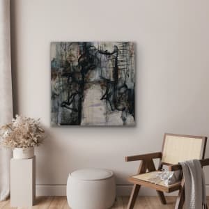 Boardwalk through the Florida Frondescence, nature inspired, dark art, black, neutral by Juanita 