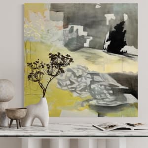 Chasing Time, yellow, gray, snowy, moonlit by Juanita 