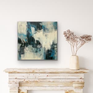 Cutting Edge, blue, black, white, gray, abstract by Juanita 