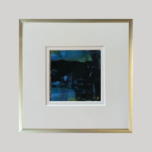 9-Mini Art 82, 2023, Acrylic on paper, 4 x 4 inches, dbl matted and framed to 8 x 8 inches by Juanita 