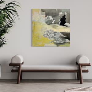 Chasing Time, yellow, gray, snowy, moonlit by Juanita 