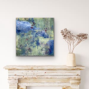 Enter the Woodland, blue, green, nature inspired, abstract by Juanita 