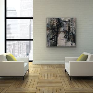 Boardwalk through the Florida Frondescence, nature inspired, dark art, black, neutral by Juanita 