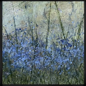 Juanita Bellavance, Cornflower fields, From the 25 Days of Minis portfolio, 2021, Acrylic on panel, 6 x 6 inches, Framed  Image: Cornflower fields framed