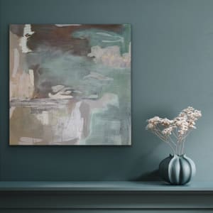 Bay Area 6, neutral green, abstract, water abstract by Juanita 