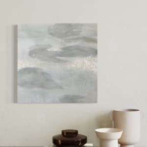 The Pond in February 2, From the Nature’s Botanics Portfolio, 2023, Acrylic on canvas, 24 x 24 inches. by Juanita 