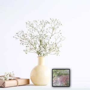 Juanita Bellavance, Azalea time, From the 25 Days of Minis, 2021, Acrylic on panel, 6 x 6 inches, Framed  Image: Azalea time insitu 