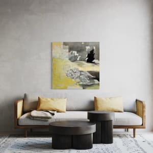 Chasing Time, yellow, gray, snowy, moonlit by Juanita 
