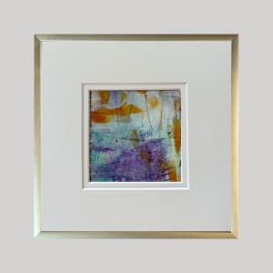 9-Mini Art 45, 2023, Acrylic on paper, 4 x 4 inches, dbl matted and framed to 8 x 8 inches by Juanita 