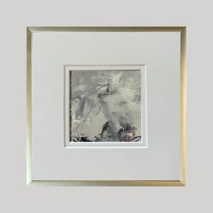 9-Mini Art 12, 2023, Acrylic on paper, 4 x 4 inches, dbl matted and framed to 8 x 8 inches by Juanita 