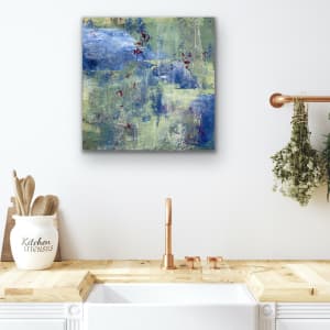 Enter the Woodland, blue, green, nature inspired, abstract by Juanita 