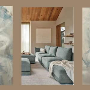 Juanita Bellavance, Articulate 1, 2022, Acrylic on canvas, 48 x 24 inches by Juanita  Image: Contemporary expressionism, seafoam decor, Cumming ga artist. 