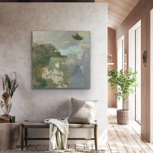 Mystique 3, 2019, mauve, green, blue, white. Nature inspired cliffs by the sea by Juanita 