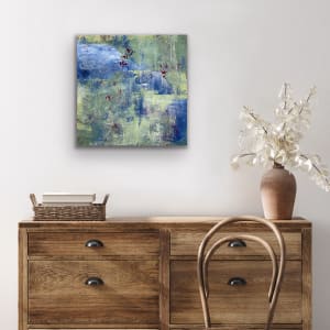Enter the Woodland, blue, green, nature inspired, abstract by Juanita 