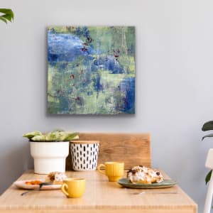 Enter the Woodland, blue, green, nature inspired, abstract by Juanita 