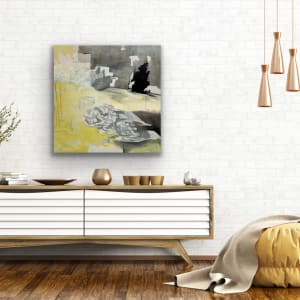 Chasing Time, yellow, gray, snowy, moonlit by Juanita 