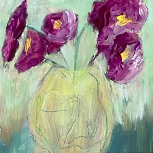5-Purple poppies, 2022, Acrylic on canvas board, 8 x 8 inches by Juanita