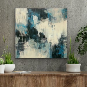 Cutting Edge, blue, black, white, gray, abstract by Juanita 