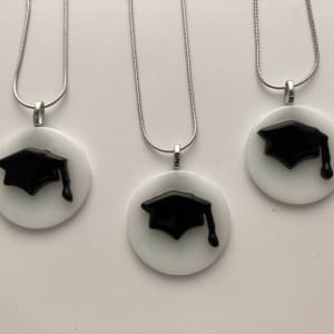 Fused glass pendant - Graduation Cap #266 by Shayna Heller