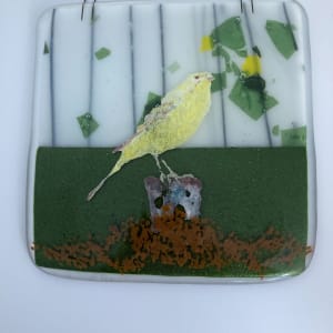 Glass Art - Yellow Bird of Joy - Trivet by Shayna Heller 