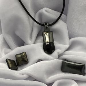 Pendant, pin and earring set. #3 by Shayna Heller 