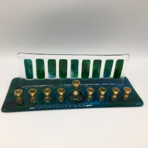 Menorah with Brass Cups by Shayna Heller 