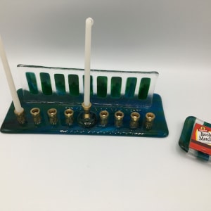 Menorah with Brass Cups by Shayna Heller 